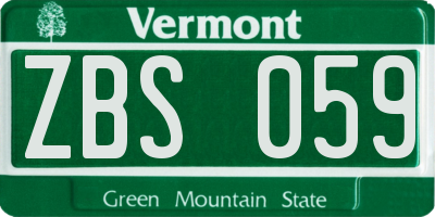 VT license plate ZBS059