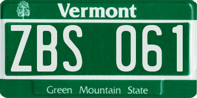 VT license plate ZBS061