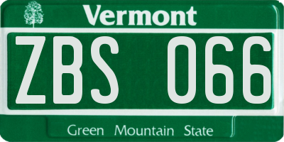VT license plate ZBS066