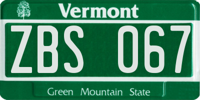 VT license plate ZBS067
