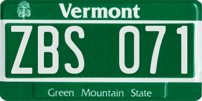 VT license plate ZBS071