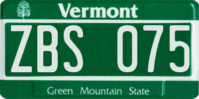 VT license plate ZBS075