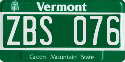 VT license plate ZBS076