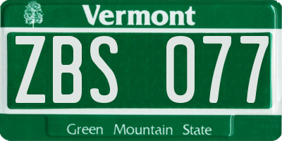 VT license plate ZBS077