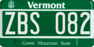VT license plate ZBS082