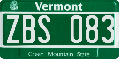 VT license plate ZBS083