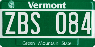 VT license plate ZBS084