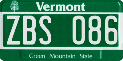 VT license plate ZBS086