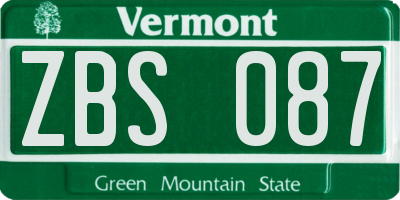VT license plate ZBS087