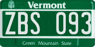 VT license plate ZBS093