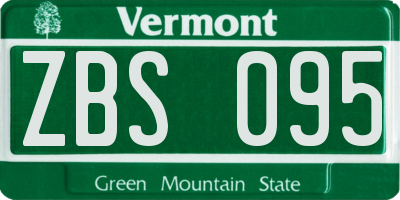 VT license plate ZBS095