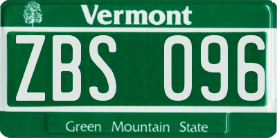 VT license plate ZBS096