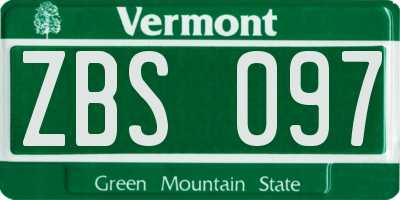VT license plate ZBS097