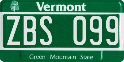 VT license plate ZBS099