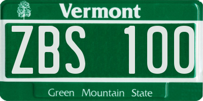 VT license plate ZBS100