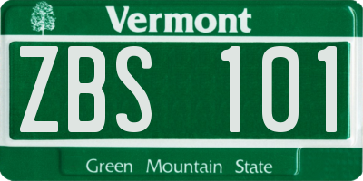 VT license plate ZBS101