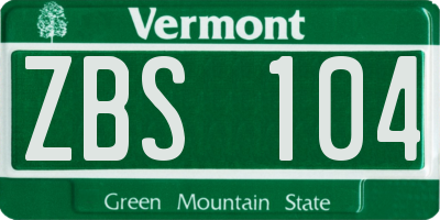 VT license plate ZBS104