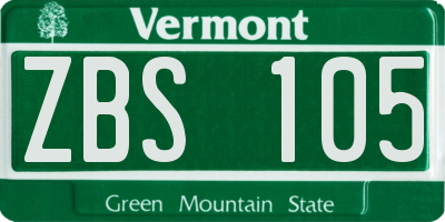 VT license plate ZBS105