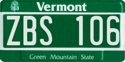 VT license plate ZBS106