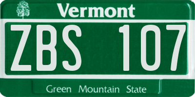 VT license plate ZBS107