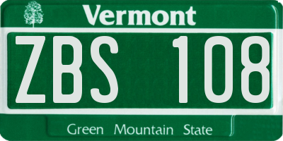 VT license plate ZBS108