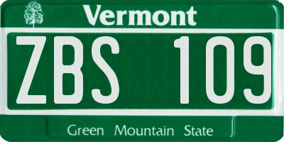 VT license plate ZBS109