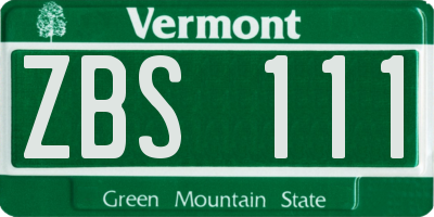 VT license plate ZBS111