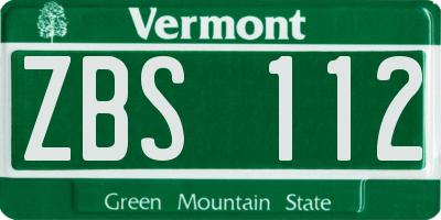 VT license plate ZBS112
