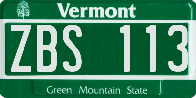 VT license plate ZBS113