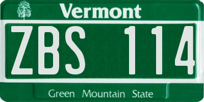 VT license plate ZBS114
