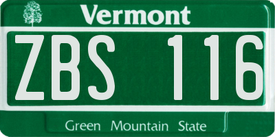 VT license plate ZBS116