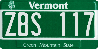 VT license plate ZBS117