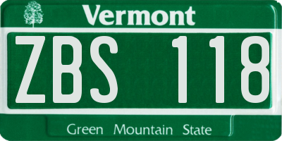 VT license plate ZBS118
