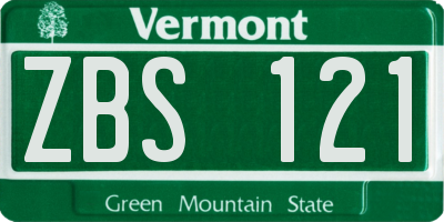 VT license plate ZBS121