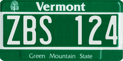 VT license plate ZBS124