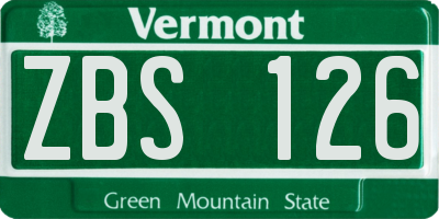 VT license plate ZBS126