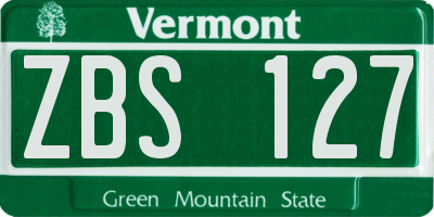 VT license plate ZBS127