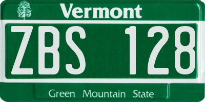 VT license plate ZBS128