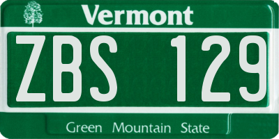 VT license plate ZBS129
