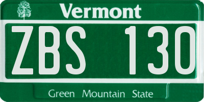 VT license plate ZBS130