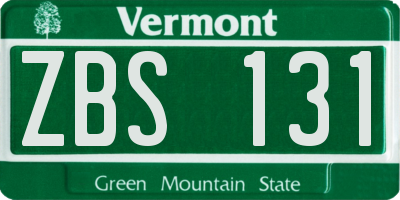 VT license plate ZBS131