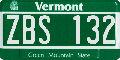 VT license plate ZBS132