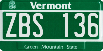 VT license plate ZBS136