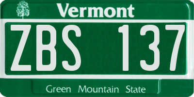 VT license plate ZBS137