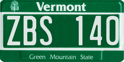 VT license plate ZBS140