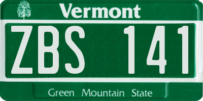 VT license plate ZBS141