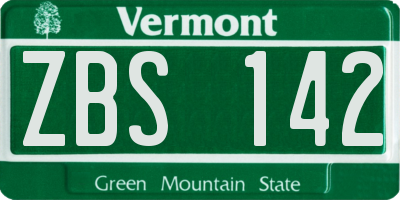VT license plate ZBS142