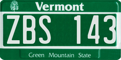 VT license plate ZBS143
