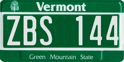 VT license plate ZBS144
