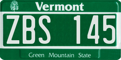 VT license plate ZBS145